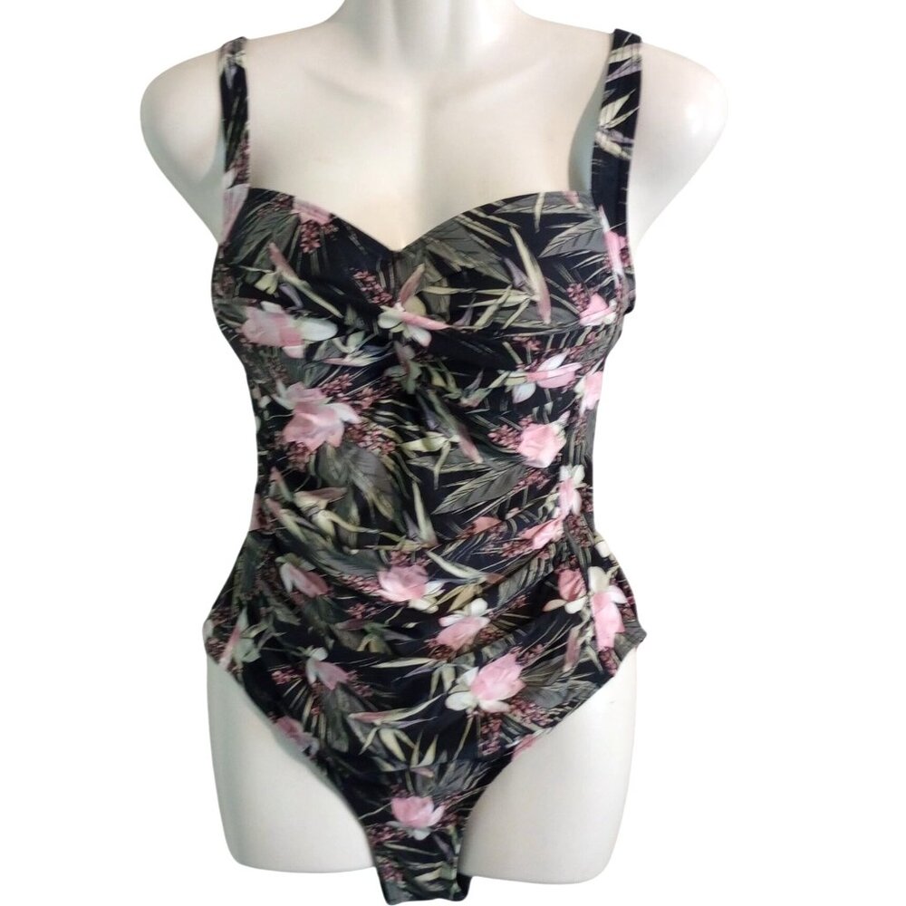 Niptuck Floral Print One-Piece Swimsuit US Sz 8 Multi-Fit Cup Adjustable
